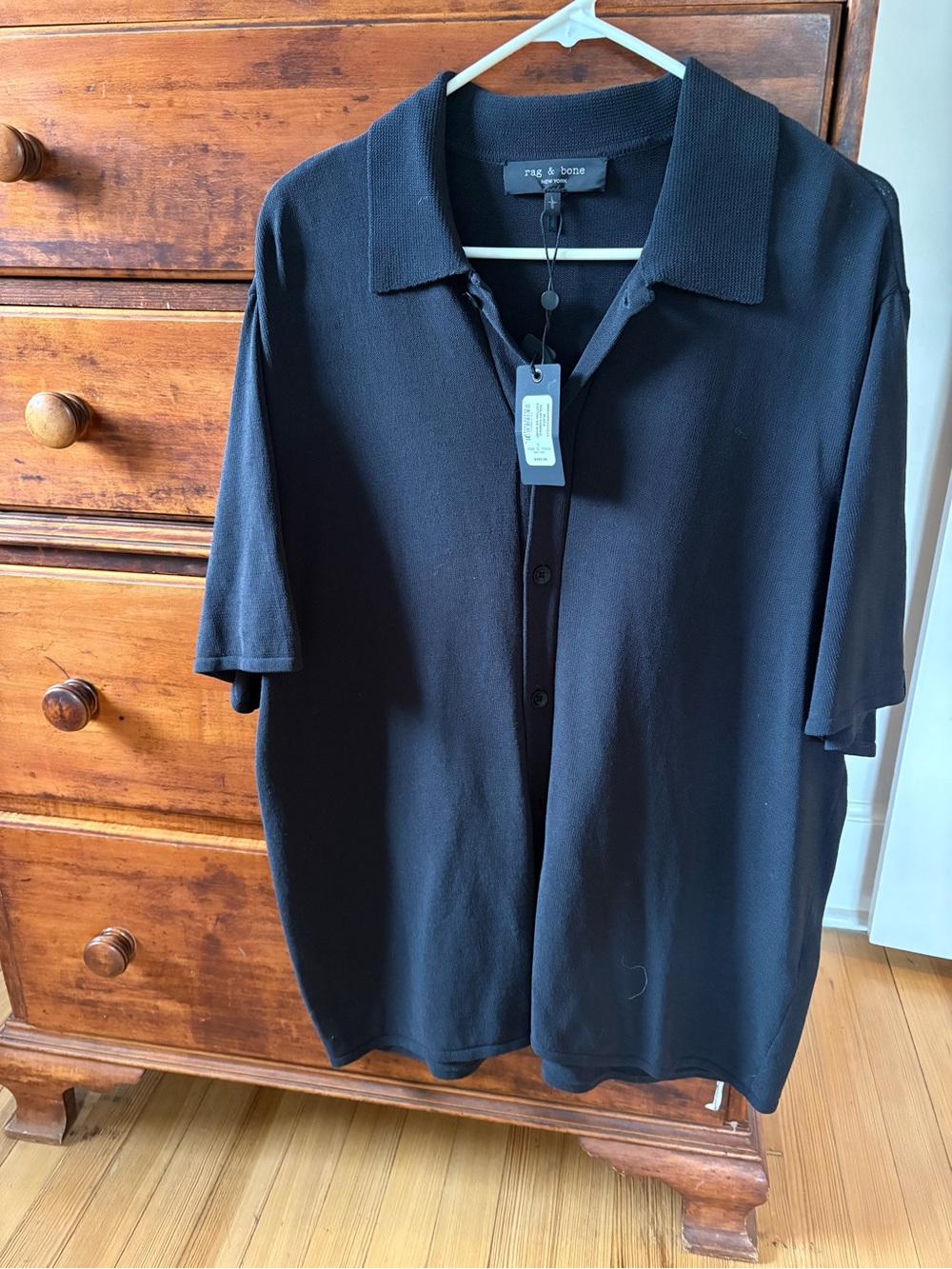 rag & bone Black Short-Sleeve Button Polo